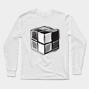 Rubic Cube Grey Shadow Silhouette Anime Style Collection No. 379 Long Sleeve T-Shirt
